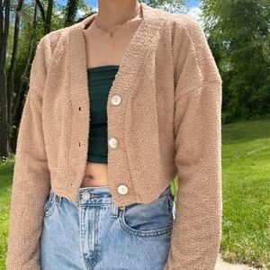 cozy crop top sweater cardigan